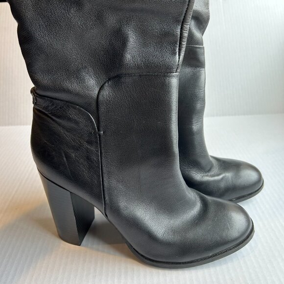Liz & Co Black Leather Women's Calf Height Boots Size 9 Heel 4" - Picture 2 of 15
